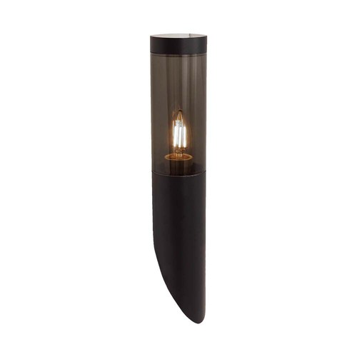 E27 schwarze Pollerleuchte, 40cm - IP44, Edelstahl, ohne Leuchtmittel, Garten/Weg Montage