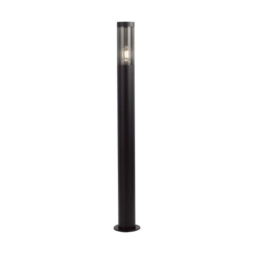 Pollerleuchte Garten E27 - hellrauchfarben, Kunststoff/RF, schwarzes Gehäuse, 76x119x1000mm, IP44
