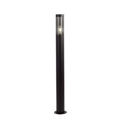 Pollerleuchte Garten E27 - hellrauchfarben, Kunststoff/RF, schwarzes Gehäuse, 76x119x1000mm, IP44