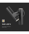 6W 2-Wege Spot Wandleuchte - IP44, schwarz, 3000K, 90 Grad, verstellbar, inkl. Leuchtmittel
