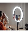 LED-Ringlicht mit Stativ - 55W, Ø44cm, 3 Telefonhalter, Fernbedienung, 3200K-5800K