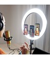 LED-Ringlicht mit Stativ - 55W, Ø44cm, 3 Telefonhalter, Fernbedienung, 3200K-5800K