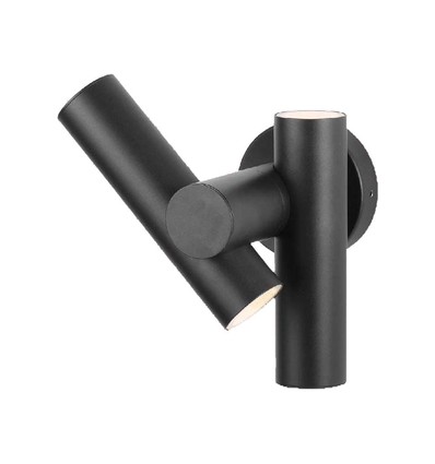 6W Wandleuchte mit 2-Wege Spot - Schwarz, IP44, 90° Abstrahlwinkel, verstellbar, inkl. Leuchtmittel