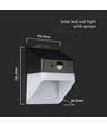 2W Solarlampen-Wandleuchte - Panda 200lm, Lithium-Akku 3,7V 1200mAh, 4000K, Schwarz+Weiß