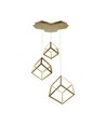 46W LED Designer Pendelleuchte - 3 Goldene Würfel, 3000K, 4900lm, 56x48,5x156cm