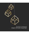 46W LED Designer Pendelleuchte - 3 Goldene Würfel, 3000K, 4900lm, 56x48,5x156cm