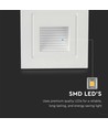 3W LED Treppenleuchte Einbau - IP65, warmweiß, weißer Rand, quadratisch, 5,8x5,8 cm