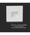 3W LED Treppenleuchte Einbau - IP65, warmweiß, weißer Rand, quadratisch, 5,8x5,8 cm