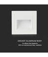 5W weißer LED Einbaustrahler für Treppen - IP65, 3000K, quadratisch, Aluminium