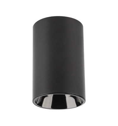 Schwarzer GU10 Aufbauspot - Rund, schwarzes Aluminium, 10x6,5 cm, IP20, für GU10