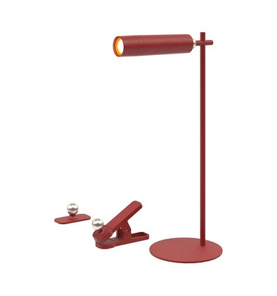 Wiederaufladbare 3-in-1 LED-Lampe - Magnetisch, rot, dimmbar, inkl. Standfuß und 2 Stk. Montagehalterungen