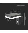 5,5W Solara Wandleuchte mit Sensor - Solar, PIR Sensor, IP54, 3000K, schwarz, rechteckig