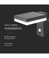 5,5W Solara Wandleuchte mit Sensor - Solar, PIR Sensor, IP54, 3000K, schwarz, rechteckig