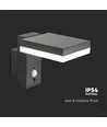5,5W Solara Wandleuchte mit Sensor - Solar, PIR Sensor, IP54, 3000K, schwarz, rechteckig