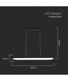 24W LED Pendelleuchte, 80x100cm - Schwarz, 3000lm, 120 Grad, inkl. Leuchtmittel