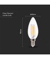 E14 6W LED Kerzenlampe - Filament, Klarglas, 800lm, 133lm/W