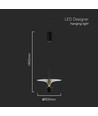 9W LED Pendelleuchte / Hängelampe - 4000K, 1000lm, schwarz/gold, 30x320cm, inkl. Leuchtmittel