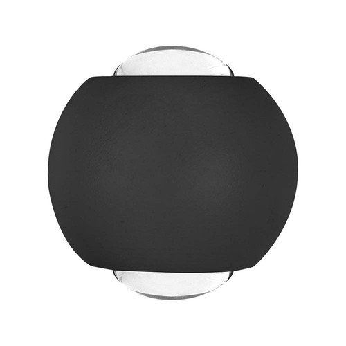 2W runde 2-Wege Wandleuchte - IP54, schwarz, Up/Down-Licht, 3000K, inkl. Leuchtmittel