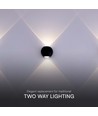 2W runde 2-Wege Wandleuchte - IP54, schwarz, Up/Down-Licht, 3000K, inkl. Leuchtmittel