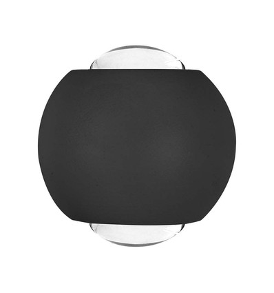 2W LED COB Wandleuchte, Up/Down Light - IP54, schwarz Aluminium, 3000K, 4,2 x 4 cm