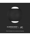 2W LED COB Wandleuchte, Up/Down Light - IP54, schwarz Aluminium, 3000K, 4,2 x 4 cm
