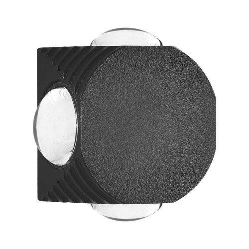 4W runde COB Wandleuchte mit 4 Lichtstrahlen - IP54, schwarz, 3000K, inkl. Leuchtmittel