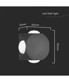 4W runde COB Wandleuchte mit 4 Lichtstrahlen - IP54, schwarz, 3000K, inkl. Leuchtmittel