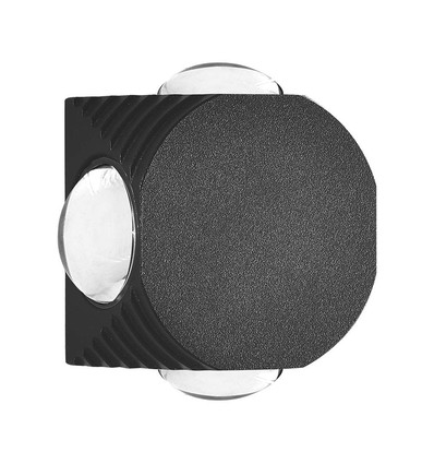 4W runde 4-Wege LED Wandleuchte - Schwarz, IP54, COB LED, warmweiß, inkl. Leuchtmittel