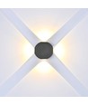 4W runde 4-Wege LED Wandleuchte - Schwarz, IP54, COB LED, warmweiß, inkl. Leuchtmittel