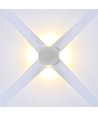 4W runde LED Wandleuchte mit 4 Lichtstrahlen - IP54, weiß, COB LED, 4000K, inkl. Leuchtmittel