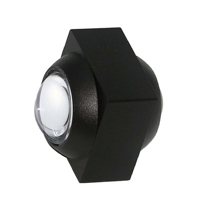 2W LED Wandleuchte mit Up/Down Licht - IP54, schwarz, COB LED, 4000K, 4x4x4cm