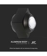 2W LED Wandleuchte mit Up/Down Licht - IP54, schwarz, COB LED, 4000K, 4x4x4cm