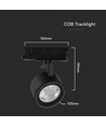30W LED COB Schienenspot - 3in1 Schwarzes Gehäuse