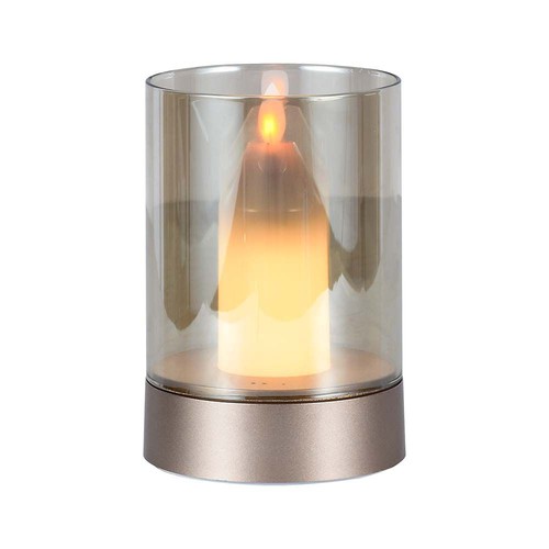 2W LED wiederaufladbare Tischleuchte mit Sensor - Champagnergold, bernsteinfarbenes Glas, 3000K, 360 Grad, Bewegungsmelder