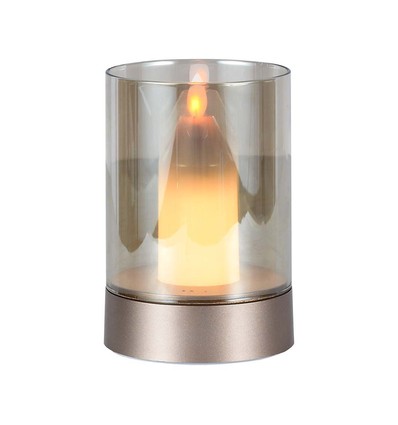 2W LED wiederaufladbare Tischleuchte mit Sensor - Champagnergold, bernsteinfarbenes Glas, 3000K, 360 Grad, Bewegungsmelder