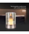2W LED wiederaufladbare Tischleuchte mit Sensor - Champagnergold, bernsteinfarbenes Glas, 3000K, 360 Grad, Bewegungsmelder