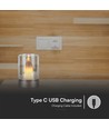 2W LED wiederaufladbare Tischleuchte mit Sensor - Champagnergold, bernsteinfarbenes Glas, 3000K, 360 Grad, Bewegungsmelder