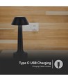 1W wiederaufladbare LED Tischleuchte, 3-in-1 CCT - 5V, 1800mAh, schwarz, Ø9,5 x 22,5 cm