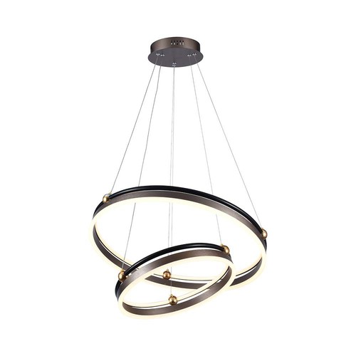 50W LED Designer Pendelleuchte - Double ring, kaffeebraun, 5850lm, 3000K