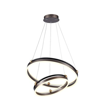 50W LED Designer Pendelleuchte - Double ring, kaffeebraun, 5850lm, 3000K