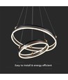 50W LED Designer Pendelleuchte - Double ring, kaffeebraun, 5850lm, 3000K