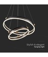 50W LED Designer Pendelleuchte - Double ring, kaffeebraun, 5850lm, 3000K