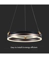 20W LED Designer Pendelleuchte - Einzelring, 3000K, kaffeebraun, 2400lm