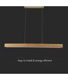 12W LED Pendelleuchte aus Holz - 4000K, 80cm, inkl. Leuchtmittel