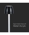 3W wiederaufladbare LED Tischleuchte, Touch dimmbar - 3000K, 1800mAh, schwarz, DC 5V