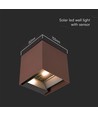 9W Solar-Wandleuchte - IP65, 4000K, Corten, COB, PIR-Sensor