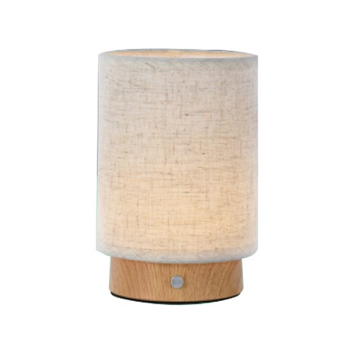 V-Tac wiederaufladbare Tischlampe - Touch dimmbar, Holzoptik, beiger Schirm
