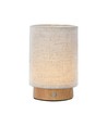 V-Tac wiederaufladbare Tischlampe - Touch dimmbar, Holzoptik, beiger Schirm