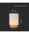 V-Tac wiederaufladbare Tischlampe - Touch dimmbar, Holzoptik, beiger Schirm