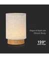 V-Tac wiederaufladbare Tischlampe - Touch dimmbar, Holzoptik, beiger Schirm
